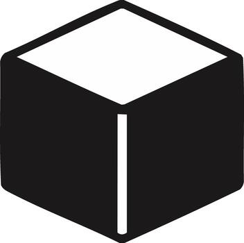 Simple isometric cube icon. Black 3D box graphic symbol for package, block, or storage vector