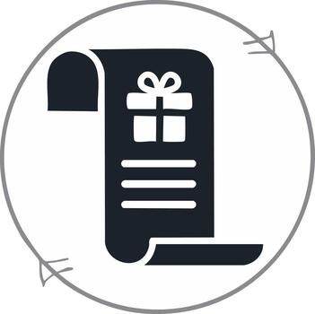 regalo lista orden ilustración, Desplazarse forma con caja con arco, entrega de regalos, circulo flechas icono vector