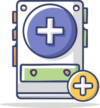 digital almacenamiento dispositivo con más símbolos para agregando datos, creando nuevo registros, y sistema actualizaciones vector