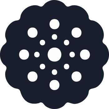 Dark Round Cookie Shape with Multiple White Circles Representing Sprinkles or Chocolate Chips vector