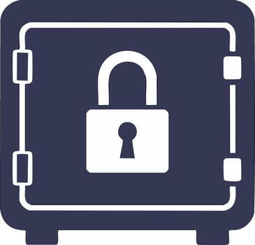 A flat design icon of a locked safe with a padlock representing security and protection vector
