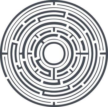 Circular Maze Puzzle Path, Geometric Challenge, Solution Finding and Navigation, Design vector