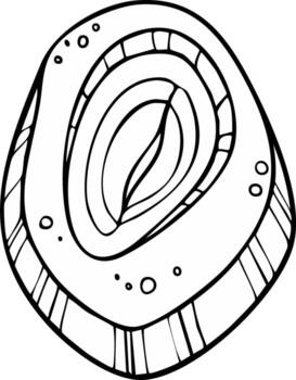 Stylized abstract organic illustration of a natural stone with concentric patterns and a central leaf design vector