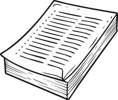 Hand drawn illustration of an open book with text and dots vector