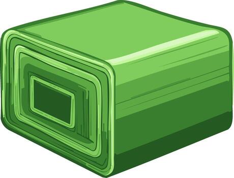 Green layered rectangular prism abstract geometric shape with rounded edges vector
