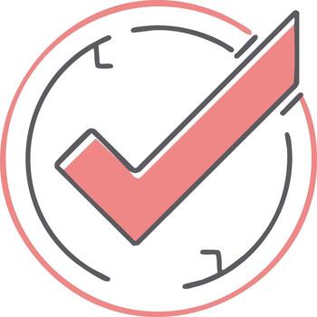 Modern line icon of a checkmark in a clock symbol for productivity and timely completion vector