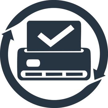Printing documents with validation confirmation and a circular flow of process completion concept illustration vector