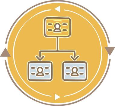 Delegation process icon with an organizational chart and circular workflow vector