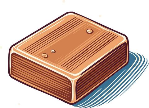 isométrica ilustración de un rectangular apilado objeto con grabado líneas y sombra vector