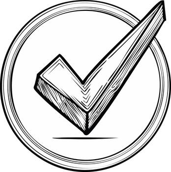 Check Mark Inside a Circle Graphic Hand-Drawn Style for Web UI or Digital Design vector