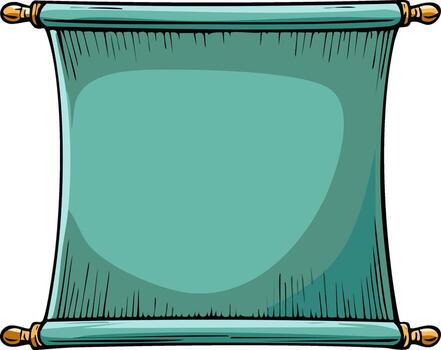 Turquoise scroll with golden rollers blank for text vector