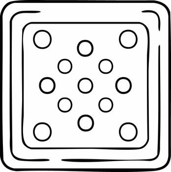 Hand drawn square cracker with dots simple line art illustration vector
