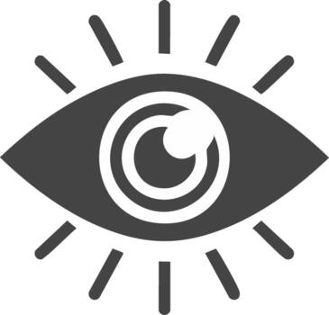 Stylized open eye with beams of light icon for sight and vision concepts vector