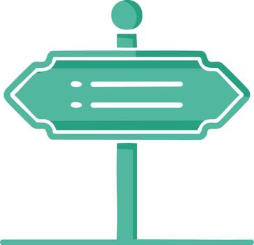 Teal signpost icon with lines for text placement directional guidance signage and information vector