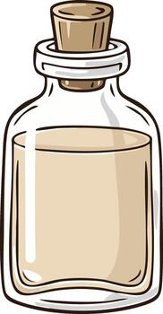 Potion bottle graphic with tan liquid and a cork top concept for science and fantasy themes vector