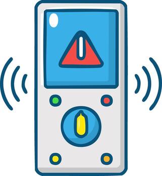 Alert System on Device Shows Warning Symbol and Indicates Connection Issues with Wireless Waves vector