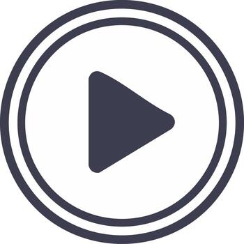 Simple gray play button icon with a triangle in a double circle for a media player interface vector