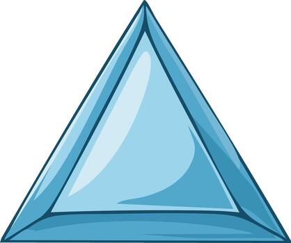 Shiny Blue Triangular Prism with Reflective Surfaces and Dark Outline vector
