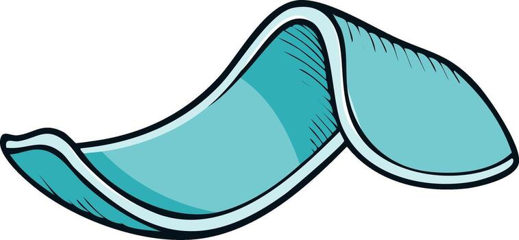 Dynamic light blue flowing abstract ribbon banner element with smooth curves and hand drawn style vector