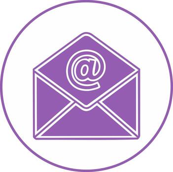 Violeta correo electrónico sobre con a firmar dentro circulo comunicación, mensajes, letras vector