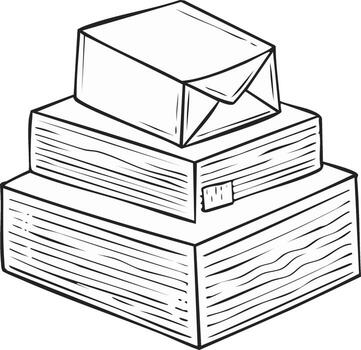 Stack of books and envelope illustration for learning or communication vector