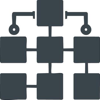 Hand-drawn organizational chart with connected squares representing hierarchy and process vector