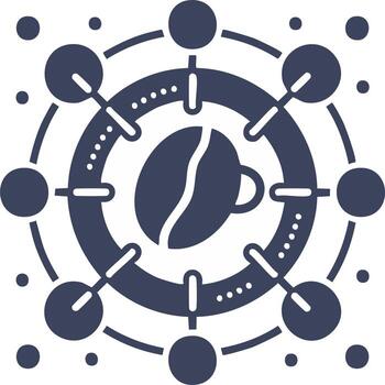 café frijol y taza red nodo, conexión, sistema, global, distribución vector