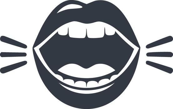 Illustration of Wide Open Mouth Speaking or Shouting with Lines Emanating from the Side vector