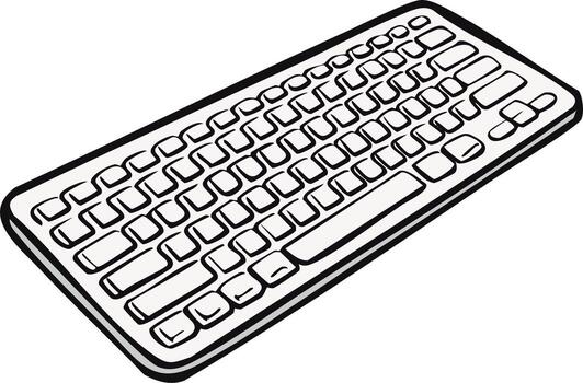 Hand drawn illustration of a modern computer keyboard with blank keys vector