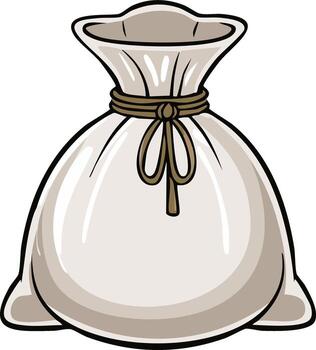 lleno saco atado con cuerda cadena, sencillo dibujo diseño, grande abultado bolso dibujos animados estilo, generosidad y tesoro vector