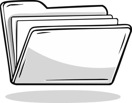 Hand drawn file folder illustration with documents for data storage and organization concept vector