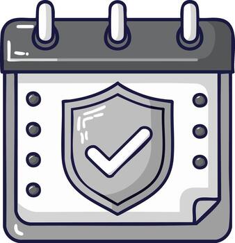 Calendar with Shield and Check Mark Graphic Illustration Symbolizing Security and Approval vector