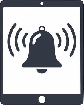 Alert notification ringing on modern tablet screen. Technology, communication and mobile apps vector