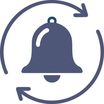 Snooze alarm icon with notification bell and repeating arrows illustration vector