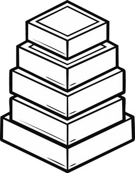 Stylized Illustration of Stacked Rectangular Blocks Outline Style vector