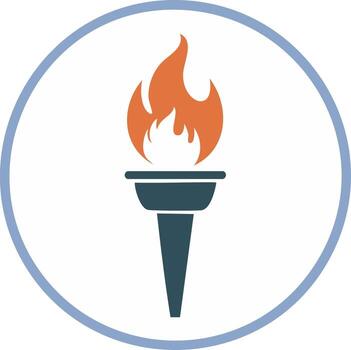 Stylized Torch Icon with Flaming Fire Inside a Circle vector