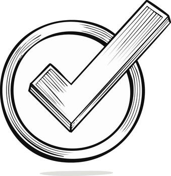 Hand Drawn Check Mark in Circle Sign for Approval, Verification, Correct, Success or Checklist vector