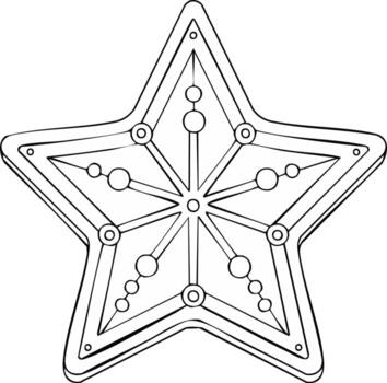 contorno de un decorado estrella forma con intrincado geométrico modelo y circular elementos vector