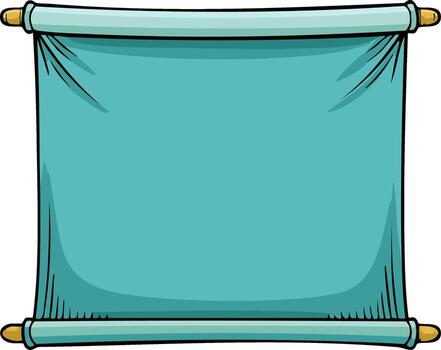 clásico blanco verde azulado Desplazarse bandera con de madera remates para personalizable texto vector