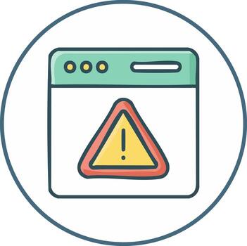 advertencia firmar icono en un sitio web navegador, alerta mensaje ilustración vector