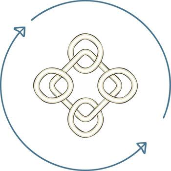 Abstract knot symbol design encircled by an arrow, concept of repetition and cycle vector