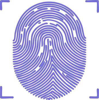 Purple Fingerprint Scan with Corners for Authentication and Unique Identity vector