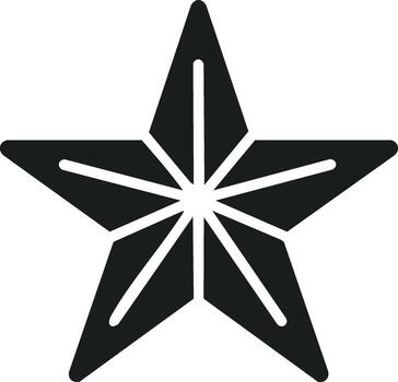 minimalista negro cinco puntas estrella icono con geométrico segmentario interior diseño elemento vector