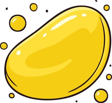 Golden Yellow Cartoon Blob with Bubbles, Modern Graphic Design, Simple Icon, Bold Outline, and Playful vector