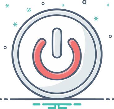 Colorful Flat Style Power Button Icon Symbolizing On Off Controls and Technology vector