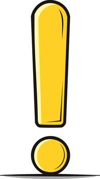 brillante amarillo exclamación punto símbolo con un negrita contorno y sombra vector