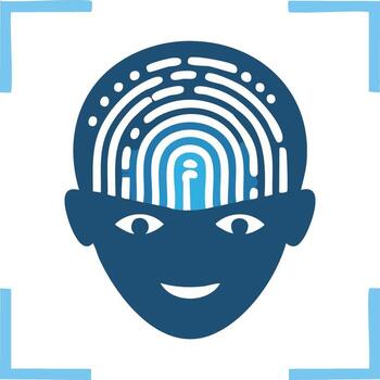 Creative mind illustration with fingerprint brain design and focus mark for data security or personal security concept vector