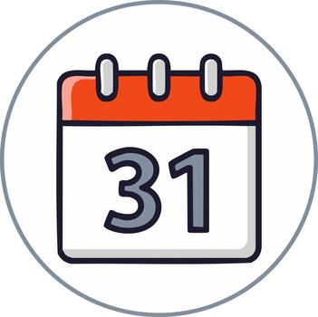 Calendar Icon Showing Number Thirty-One, Schedule Concept, Time Management, and Deadline Reminder vector