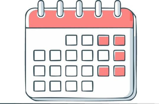 mano dibujado calendario icono con marcado fechas para Planificación y planificación eventos vector