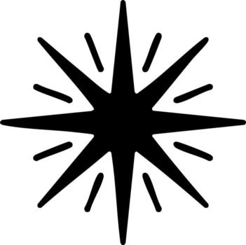 Black Starburst Icon with Radiating Light Rays and Sparkle Effect vector